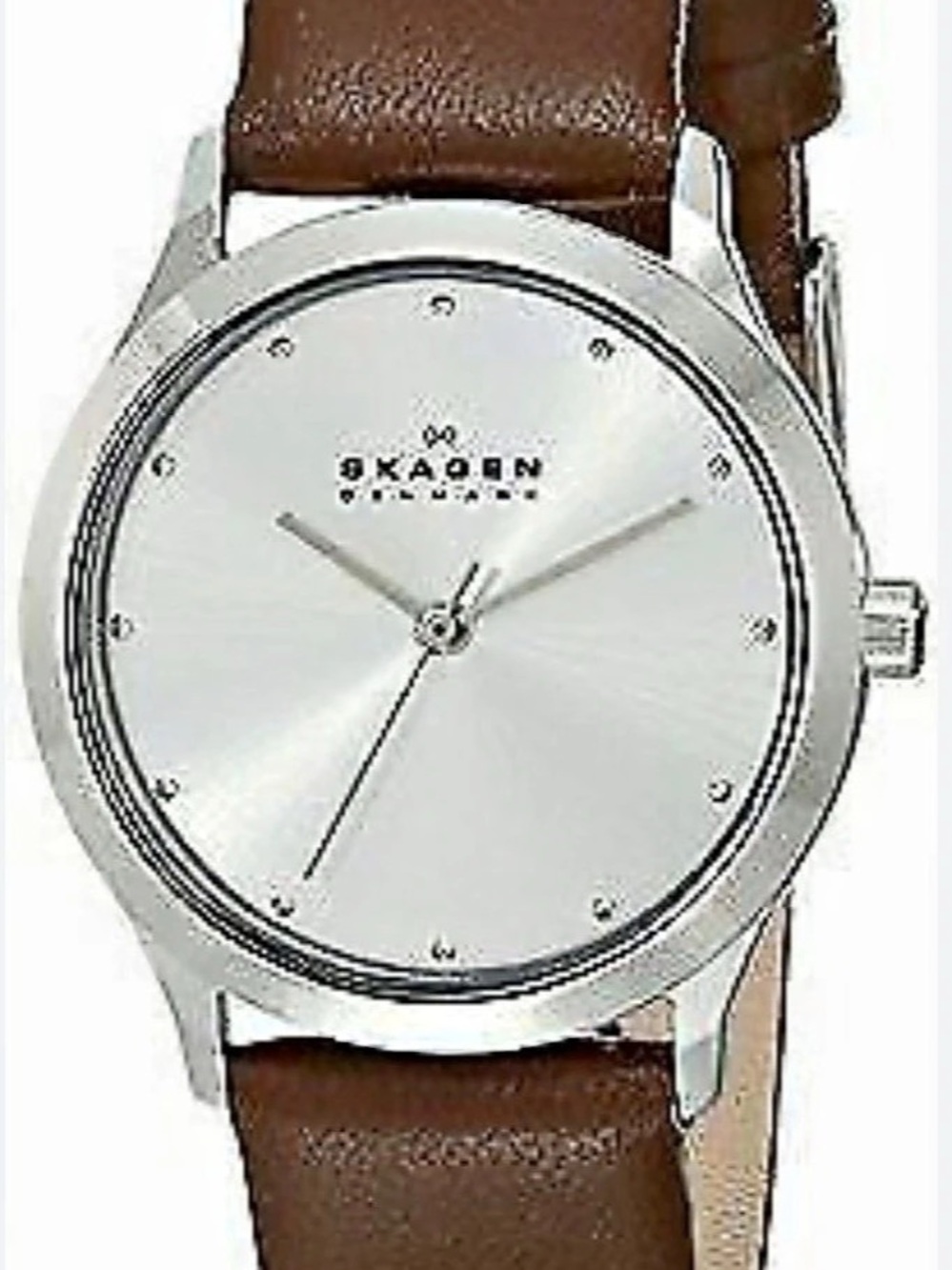 New in Box Skagen Jorn Silver Dial Brown Leather Ladies Watch
